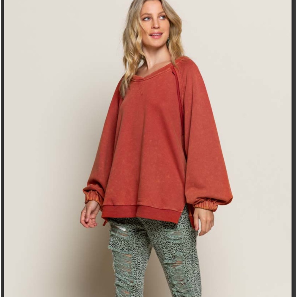 POL French Terry Balloon Sleeve Top sizes SML